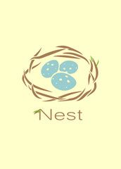nest illustration logo design symbol vector template