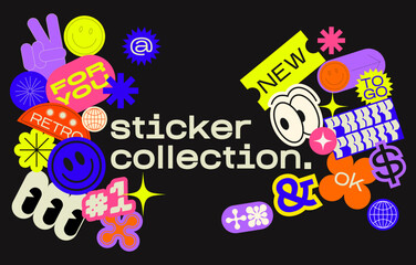 Collection of various patches, labels, tags, stickers, stamps for shopping. Black Friday, discounts, new collection. Vector set, trendy promo labels - obrazy, fototapety, plakaty