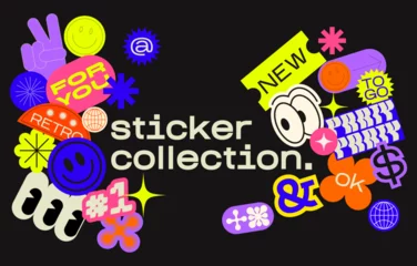 Fotobehang Collection of various patches, labels, tags, stickers, stamps for shopping. Black Friday, discounts, new collection. Vector set, trendy promo labels © Limpreom