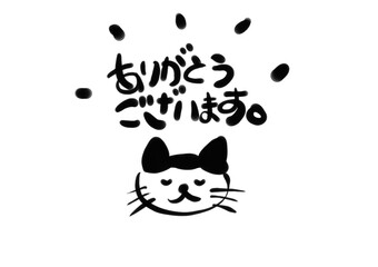 Fototapeta premium ハチワレねこさんとありがとうございます