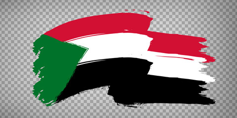 Flag Sudan from brush strokes. Waving Flag Republic of Sudan on transparent background for your  design, app, UI. EPS10.
