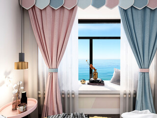 3D rendering, clean and tidy Nordic style bedroom design
