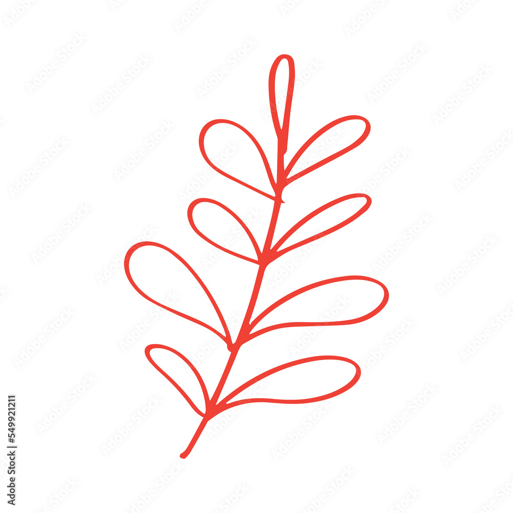 Poster rustic leaf in minimalist boho and vintage hand drawn illustration for design element.