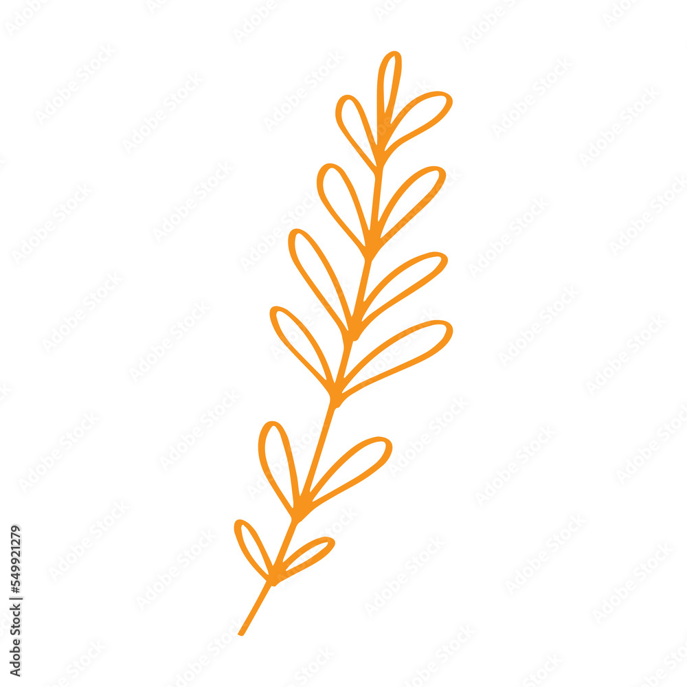 Poster rustic leaf in minimalist boho and vintage hand drawn illustration for design element.