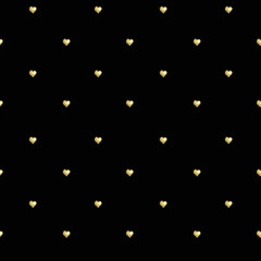 Gold hand drawn hearts seamless pattern for Valentines day