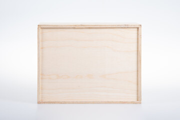 rectangle wooden crate lid box on white background