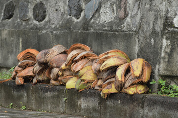 coconut shells that will be used as burning