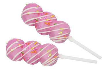 Sweet cake pops isolated on white