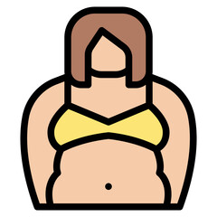 fat woman unhealthy fat body icon