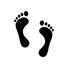 Fototapeta na wymiar Footprints on white background, foot step vector symbol