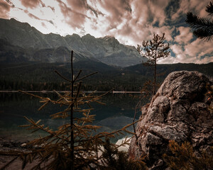 panoramic view of the Karwendel mountains at the eibsee