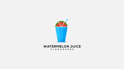 Watermelon juice logo design vector icon template