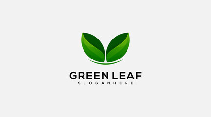 Fresh green citrus leaves logo vector design illustration