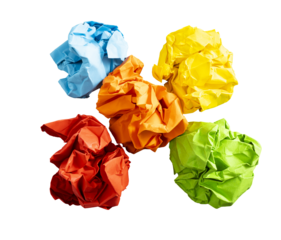 crumpled colored paper