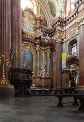 Fototapeta na wymiar Baroque interior of the Parish Church 