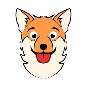 color image of corgi puppy dog head. Good use for symbol, mascot, icon, avatar, tattoo, T Shirt design, logo or any design