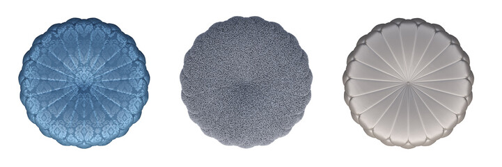 soft pouf isolated on white background, interior furniture, 3D illustration, cg render