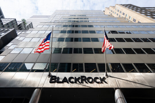 New York, NY, USA - July 5, 2022: Exterior view of the BlackRock headquarters in New York City. BlackRock is an American global asset management firm and a provider of investment management.