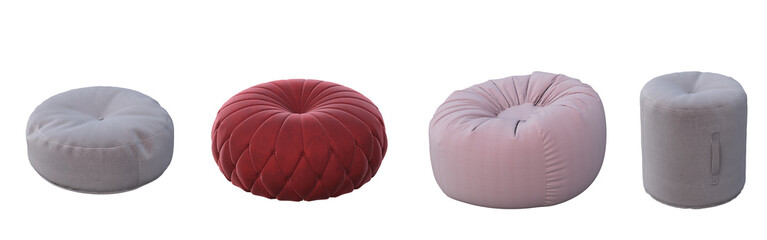 soft pouf isolate on a transparent background, interior furniture, 3D illustration, cg render - obrazy, fototapety, plakaty