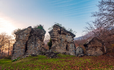 Ruins of the ancient Albanian complex of seven churches date back to the 4th-5th century. Gakh region of Azerbaijan