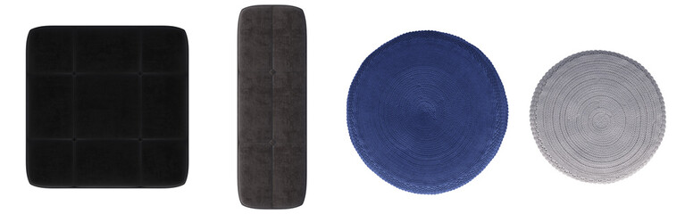 soft pouf isolate on a transparent background, interior furniture, 3D illustration, cg render