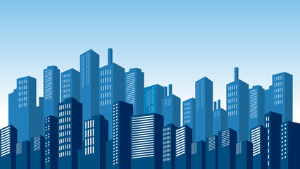 Obraz premium Illustration background urban in the morning with many building