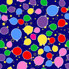 Colorful balloon seamless pattern on white background. Paper print design. Abstract retro vector illustration. Trendy textile, fabric, wrapping. Modern space decoration.
