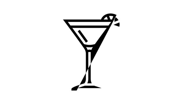 cosmopolitan cocktail glass drink line icon animation
