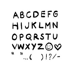 hand drawn alphabet font sketch, grunge texture