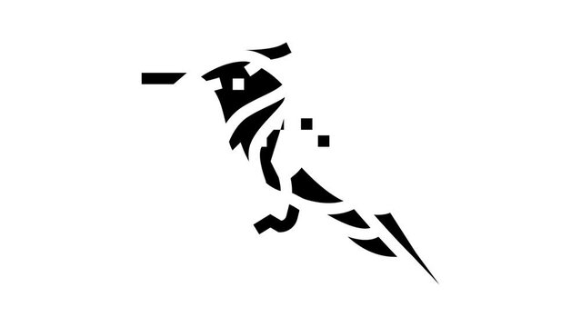 horned sungem bird exotic glyph icon animation