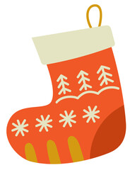 Christmas sock for gifts. Christmas mood. PNG image.