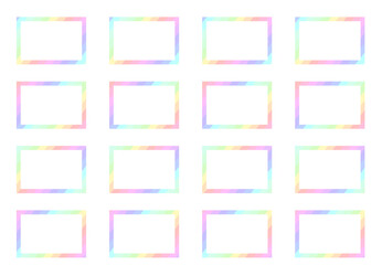 12色のカラフルな透過する四角い見出しフレーム　16個セット