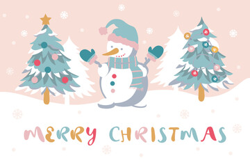 christmas background card with snowman merry christmas