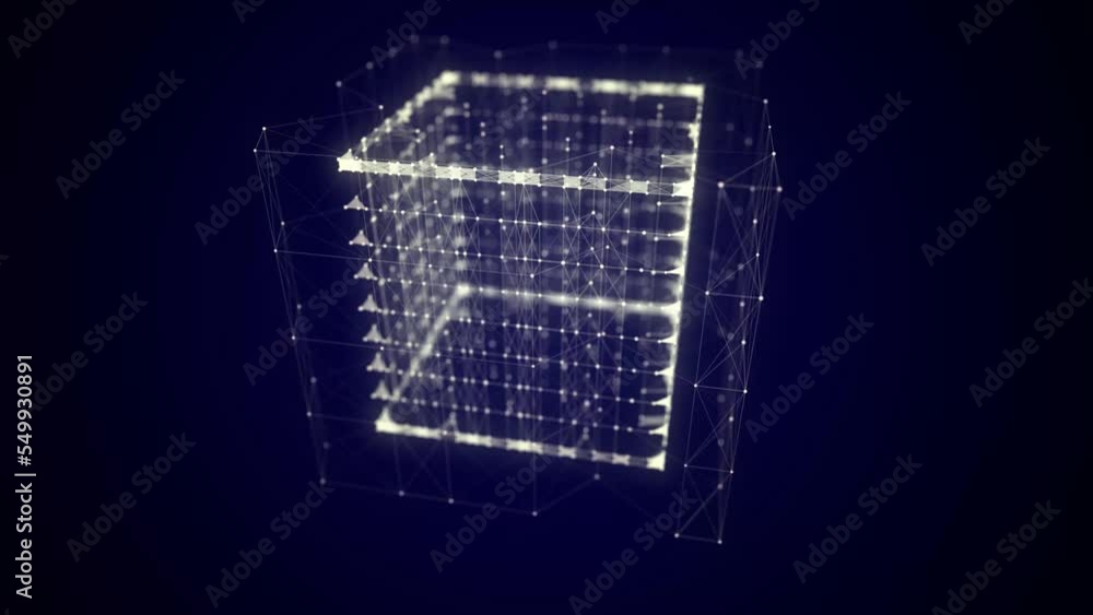 Poster Technology blockchain concept. Visualization of the dynamic flow of the cryptocurrency industry. Big data flow connections. Network connection structure. 3D Rendering.