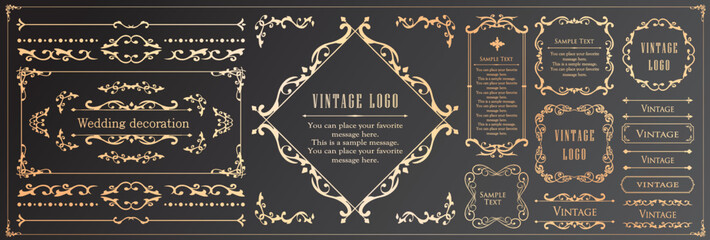高級感のあるカードデザイン。アンティークな装飾デザイン。エレガントな縁の模様。