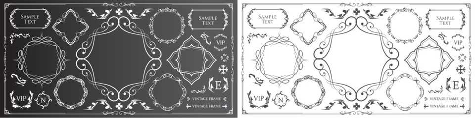 高級感のあるカードデザイン。アンティークな装飾デザイン。エレガントな縁の模様。