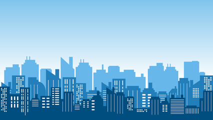 Silhouette background with city buildings many apartment