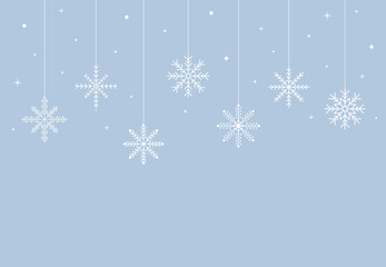 Christmas background. Decorative winter background with snowflakes, snow, stars design elements. Vector illustration
