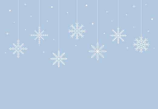 Christmas background. Decorative winter background with snowflakes, snow, stars design elements. Vector illustration