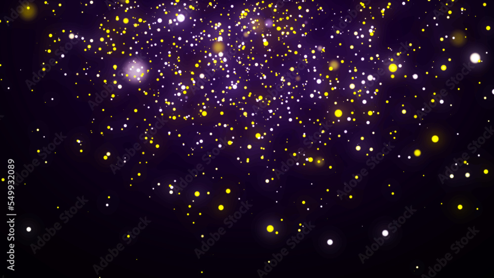 Poster background of falling magic dust particles. abstract christmas concept. energy flow of purple partic