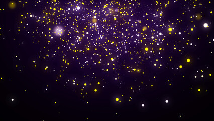 Background of falling magic dust particles. Abstract christmas concept. Energy flow of purple particles. 3D rendering.