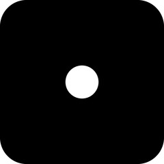 Black game dice cube with one white dot. Dice graphic icon. Gambling object to play in casino, poker. Face of cube. Traditional die with numbers of 1 dot 
