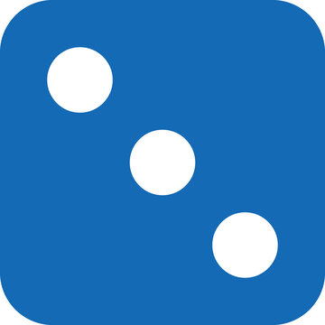 recommend clip art: Dice graphic icons. Blue game dice cube with tree dots. Gambling object to play in casino, poker. Face of cube. Traditional die with numbers of 3 dots 