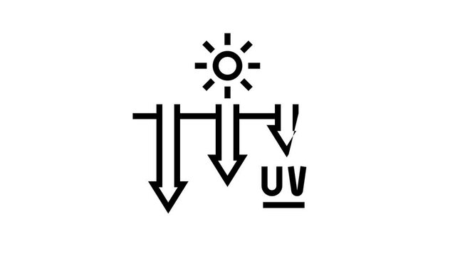 exposure of skin to uv rays tanning process line icon animation