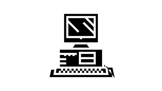 computer pc technology line icon animation