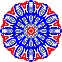 red and blue flower, red and blue pattern design, mandala design