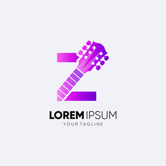 Letter Z Guitar Logo Design Vector Art Icon Graphic Illustration Emblem 