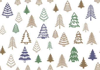 Obraz premium Christmas tree set, Hand drawn illustrations. 