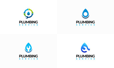 Set of Plumbing Service logo designs concept vector, Handyman Logo template icon