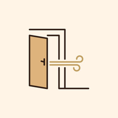 Door vector concept colored icon - Airing the Room sign